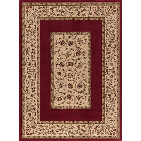 Concord Global Trading Ankara Floral Border Red 3 ft. x 4 ft. Area Rug