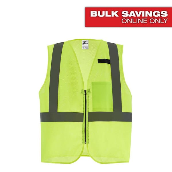 Milwaukee 4X-Large/5X-Large Yellow Class 2 High Visibility Mesh One Pocket Safety Vest