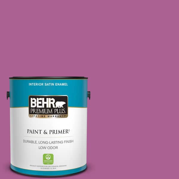 BEHR PREMIUM PLUS 1 gal. #680B-6 Exotic Bloom Satin Enamel Low Odor Interior Paint & Primer