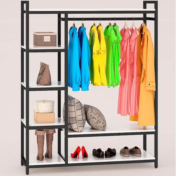TRIBESIGNS WAY TO ORIGIN Donald Black Armoire with 6 Storage Shelves (70.9 x 47.3 x 15.7 in.)