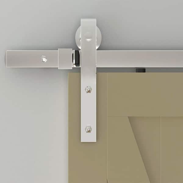 Quiet Glide 78-3/4 in. Chrome Sliding Barn Door Hardware and Track Kit