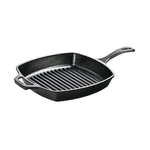 10.5 in. Cast Iron Grill Pan in Black