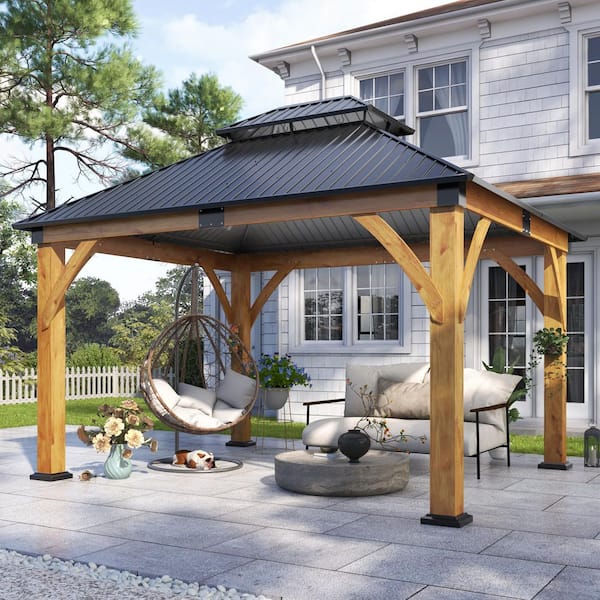 COVERONICS 11 ft. x 13 ft. Outdoor Spruce Wood Gazebo-Patio