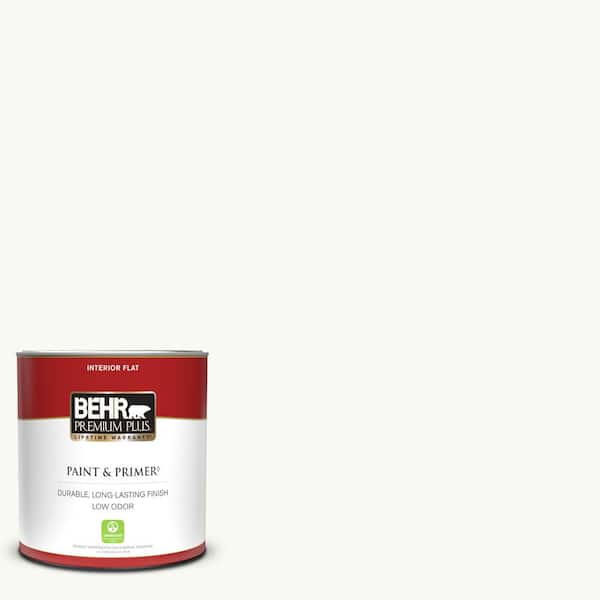 BEHR PREMIUM PLUS 1 qt. #PR-W15 Ultra Pure White Flat Low Odor Interior Paint & Primer