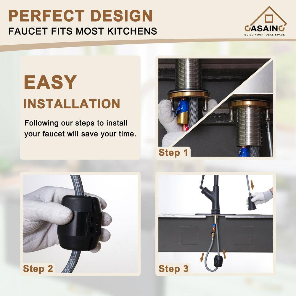 Matte Black Single Handle Pull Down Kitchen Faucet