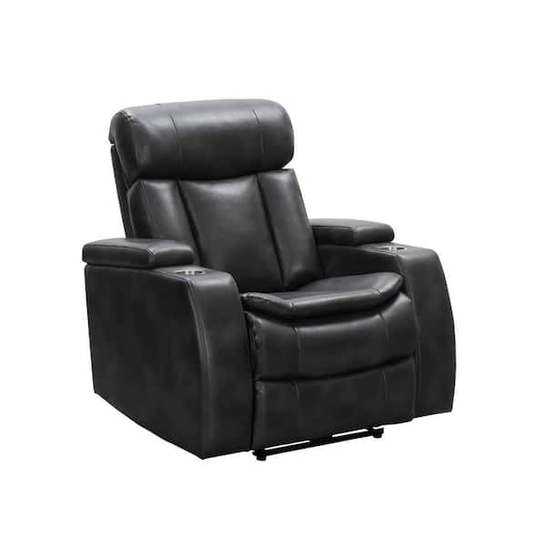 DEVON & CLAIRE Zade Black Leather Theater Power Recliner with Power ...