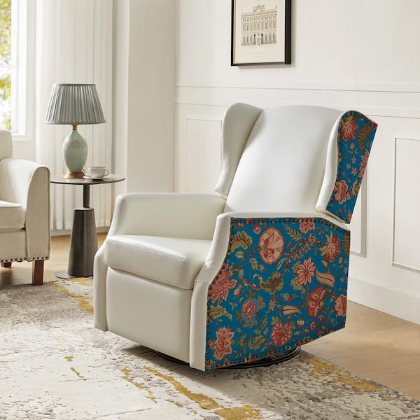 JAYDEN CREATION Celio White Wingback Vegan Leather Swivel Rocker Recliner