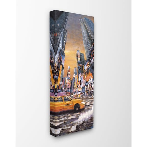 Stupell Industries 10 in. x 24 in. "New York City Times Square Sunset Night Scene Taxi" by Artist Matthew Daniels Canvas Wall Art