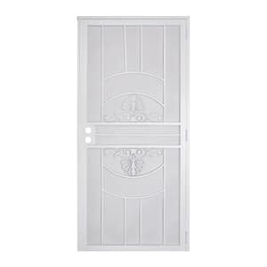 Brilliance 32 in. x 80 in. White Perforated Universal/Reversible Steel Screen Security Door