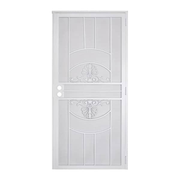 Grisham Brilliance 32 in. x 80 in. White Perforated Universal/Reversible Steel Screen Security Door