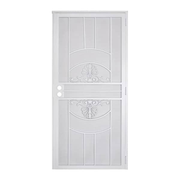 Brilliance 36 in. x 80 in. Universal/Reversible White Gloss Perforated Steel Screen Security Door