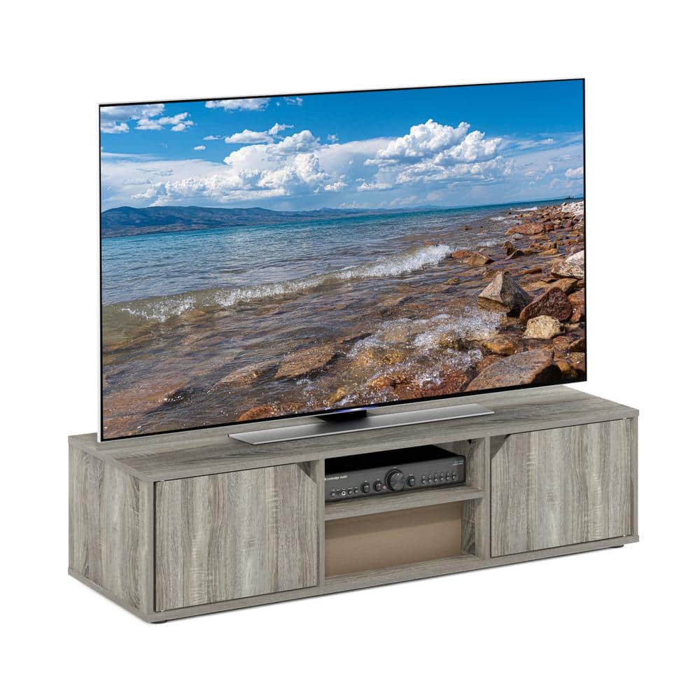 French Oak Modern TV Stand with Adjustable Shelves