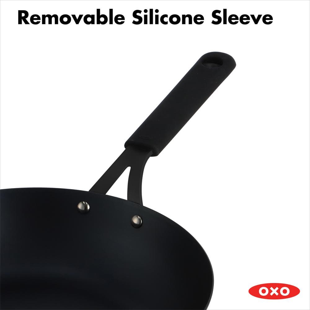 OXO 12" Black Carbon Steel Non-Stick Wok with Silicone Handle