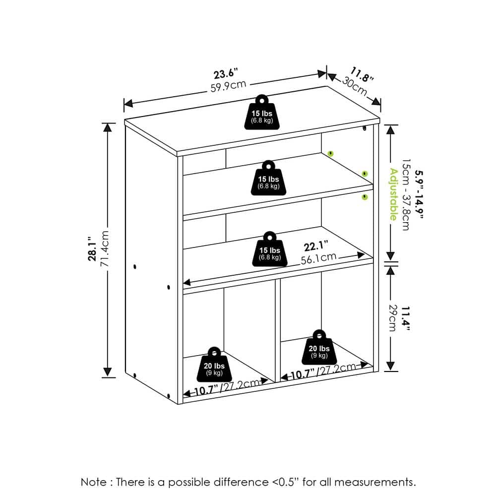 Adjustable French Oak 3-Tier Display Bookcase