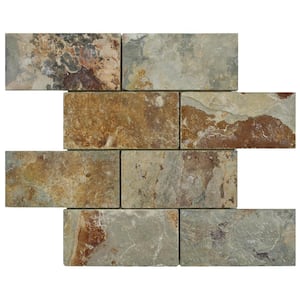 Take Home Tile Sample - Crag Subway Sunset 6 in. x 6 in. Natural Stone Mosaic