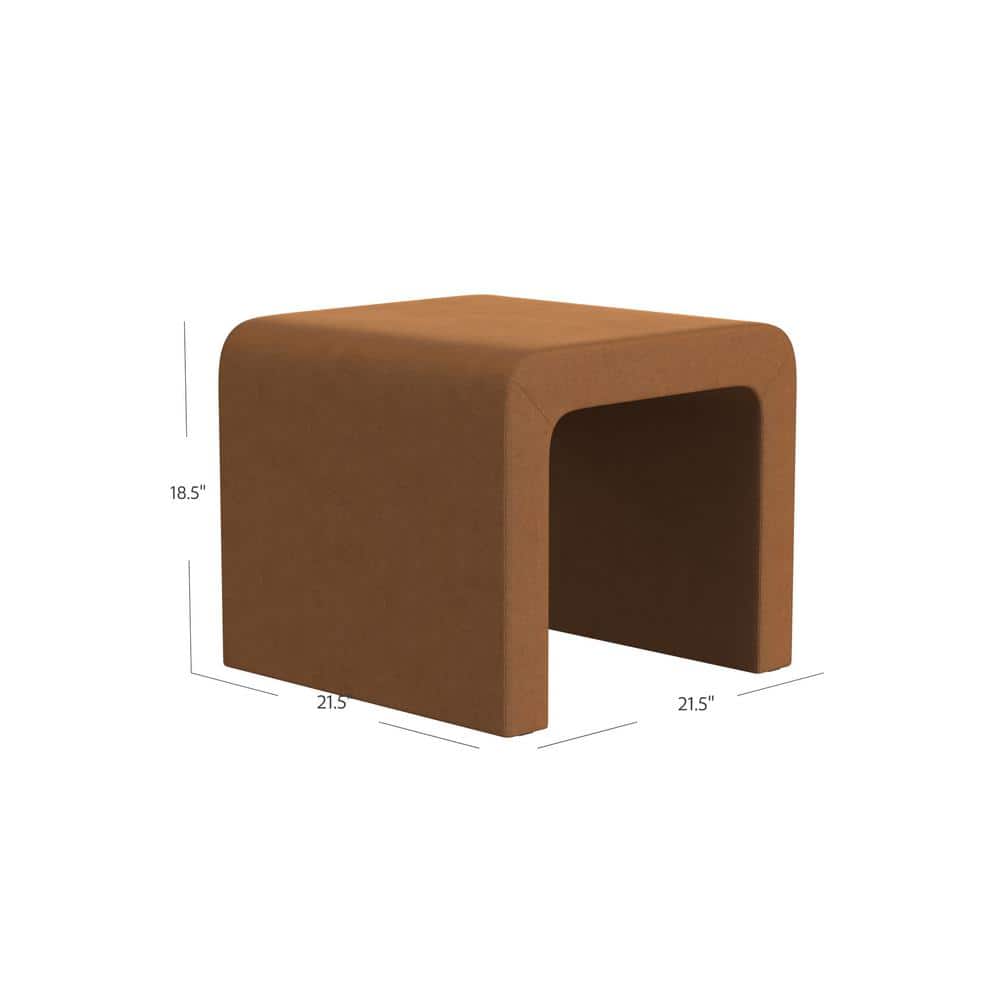 Rust Velvet Arch Ottoman with Cushioned Top