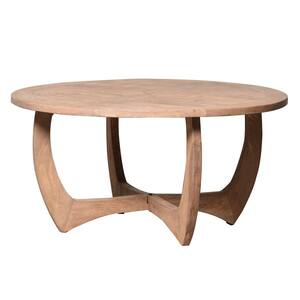 Ashler 34.875 in. Weathered Brown Round Wood Coffee Table