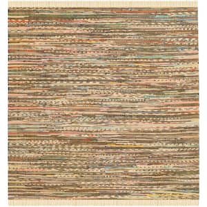 Rag Rug Yellow/Multi 4 ft. x 4 ft. Square Striped Gradient Area Rug