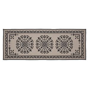 Custom House 17 in. W x 48 in. L Black Tan Medallion Bathmat