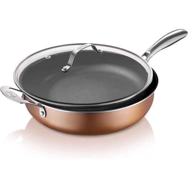 Gotham Steel Ceramic and Titanium Nonstick 5-Quart Pot with Lid, Brown