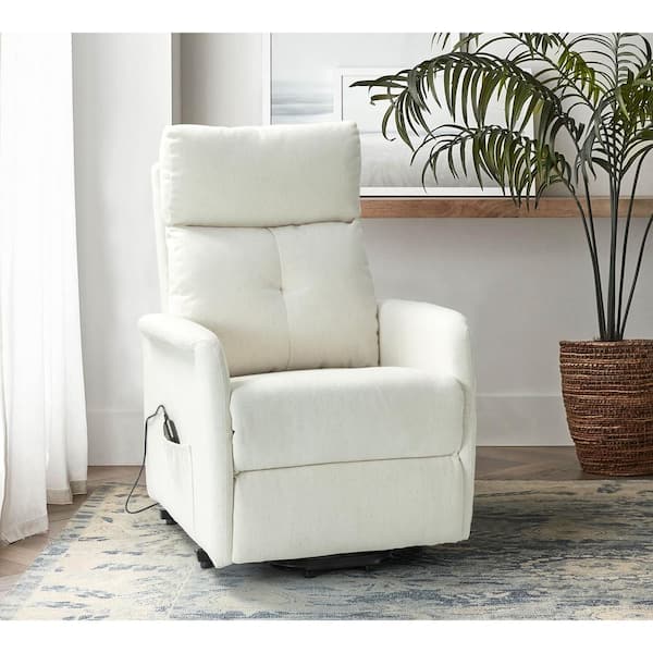 JAYDEN CREATION Carol Ivory Power Recliner with Flared Arms 