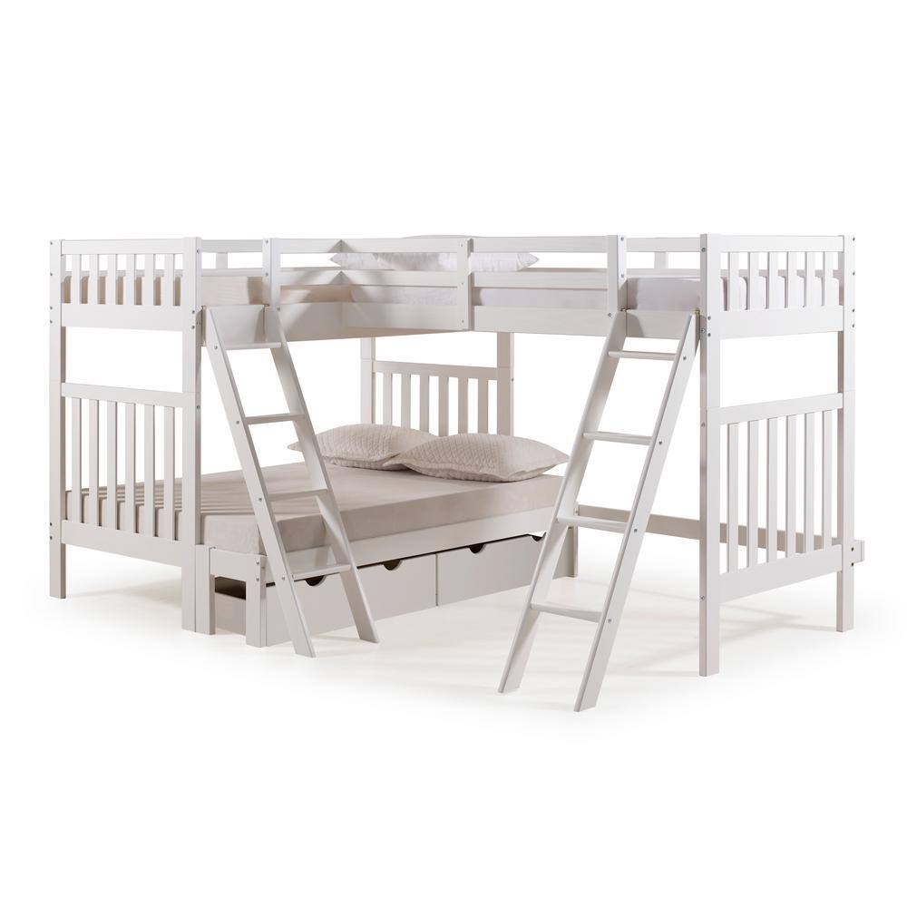 Alaterre Furniture Aurora White Twin, Ameriwood Twin Over Full Bunk Bed In Blackout