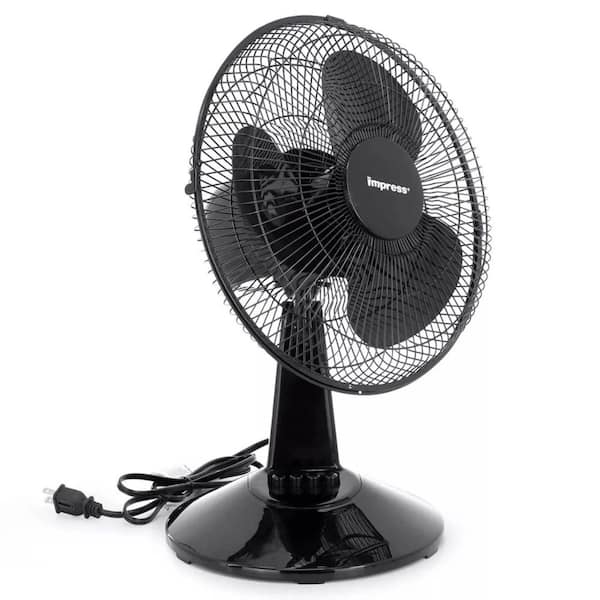 12 in. 3 Fan Speeds Desk/Table Fan in Black with Oscillating