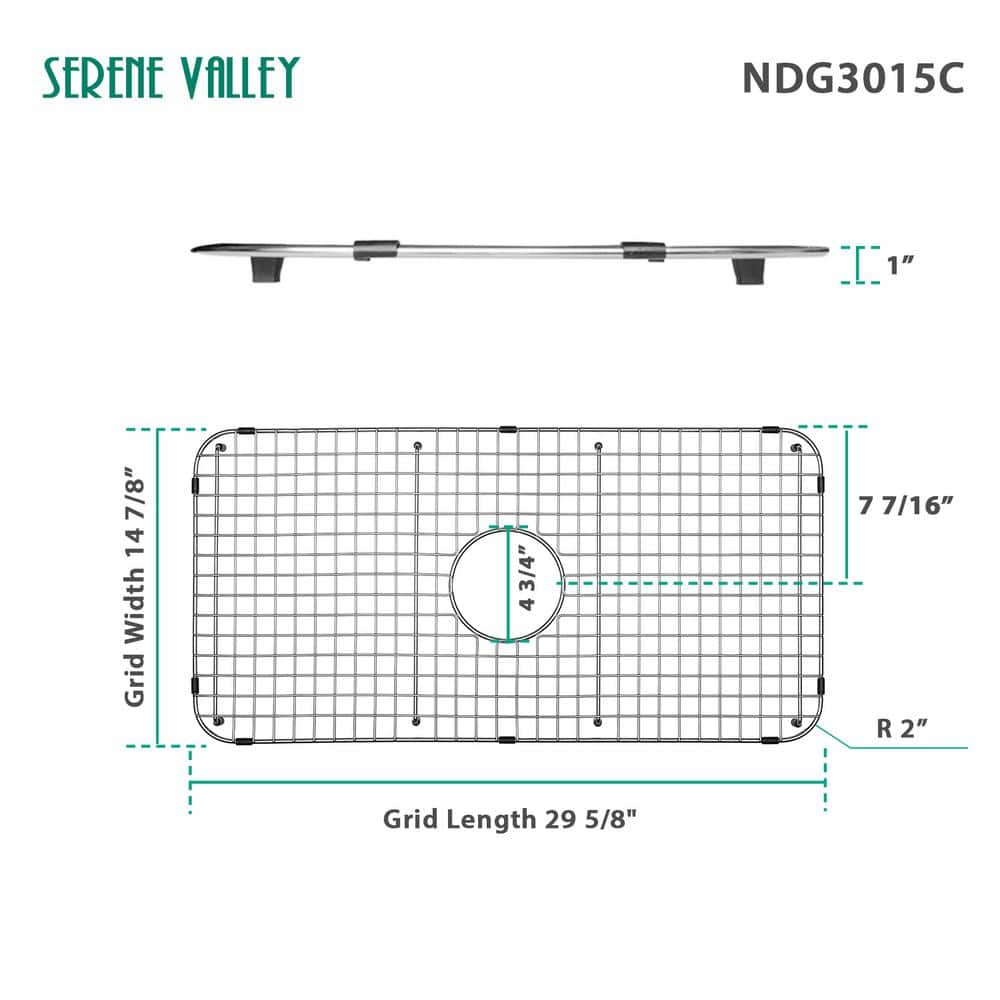 29.61-Inch x 14.88-Inch Stainless Steel Sink Grid with Center Drain
