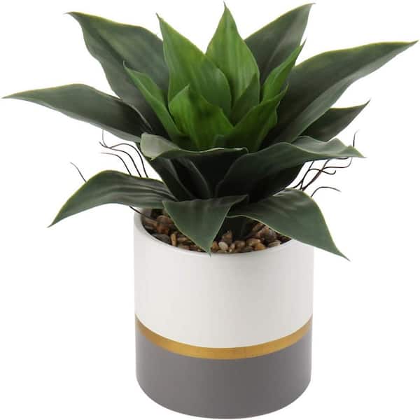Cubilan 9.4 in. Green Artificial Plants Fake Agave Aloe Plants in Pot
