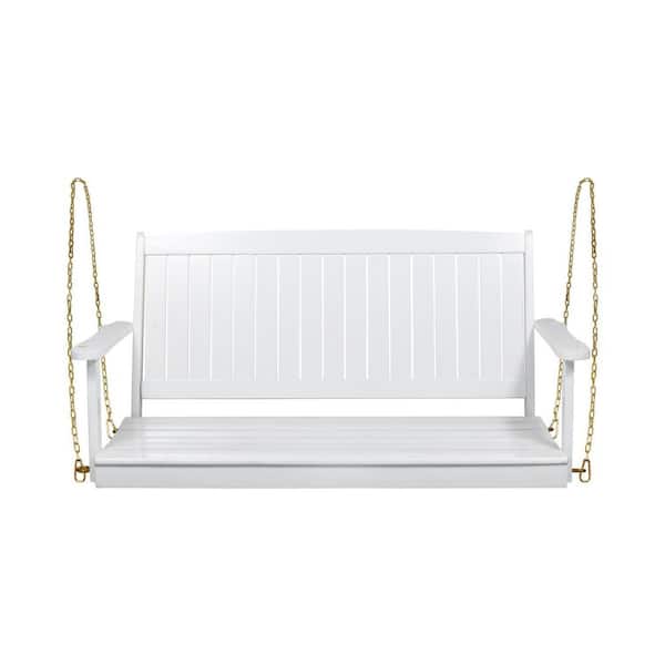 Anky 47.45 in. W 2-Person White Wood Patio Porch Swing