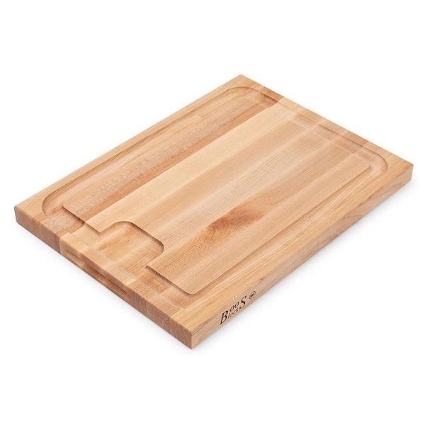 JOHN BOOS 20 in. x 15 in. x 1.5 in. Au Jus Maple Wood Cutting Board with Juice Groove