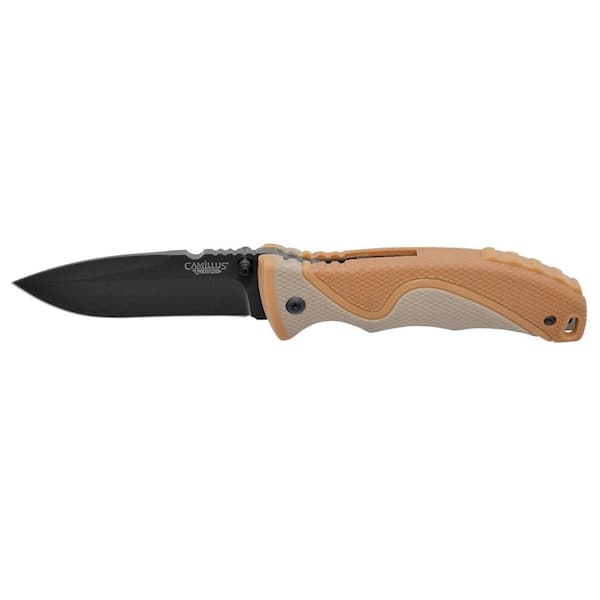 Camillus Inflame 3.5 in. Carbonitride Titanium Drop Point Straight Edge Folding Knife with Integrated Fire Starter