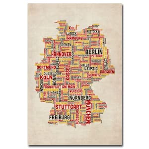 18 in. x 24 in. Germany - Cities Text Map Canvas Art