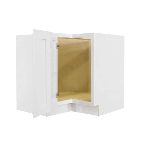 Lancaster White Plywood Shaker Stock Assembled Base Lazy Susan Kitchen Cabinet 36 in. W x 34.5 in. H x 24 in. D