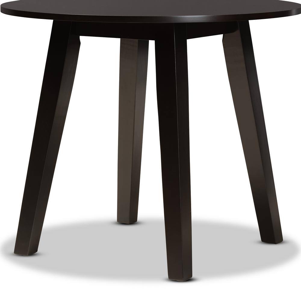 Ela Dark Brown Round Wood Dining Table with Splayed Legs