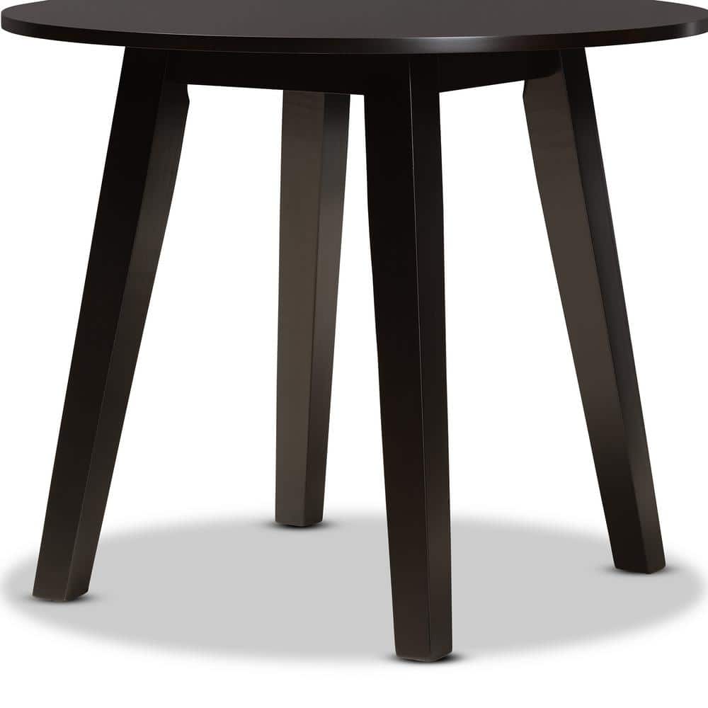 Ela Dark Brown Round Wood Dining Table with Splayed Legs