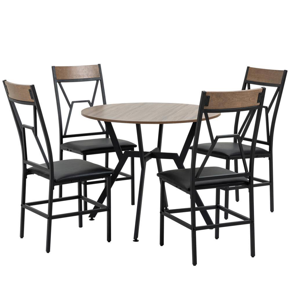 Dining Table Set Industrial Kitchen Table and Chairs Set 5Piece