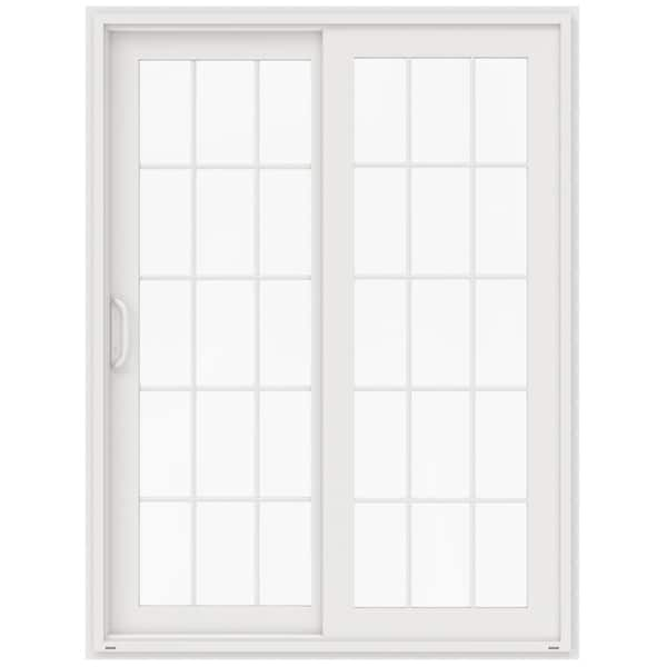 JELD-WEN 60 in. x 80 in. V-4500 White Vinyl Left-Hand 15 Lite Sliding Patio Door