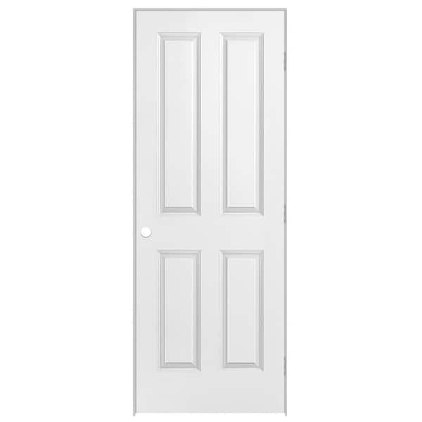 Masonite 24 in. x 80 in. 4 Panel Left-Handed Primed Composite Hollow Core Single Prehung Interior Door 4-9/16 in. Flat Jamb