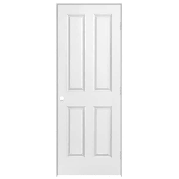 Masonite 28 in. x 80 in. 4-Panel Left-Handed Hollow-Core Smooth Primed Composite Single Prehung Interior Door