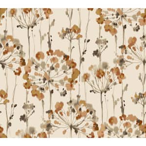 Cream and Gold Metallic Flourish Paper Unpasted Wallpaper (27 in. x 27 ft.)