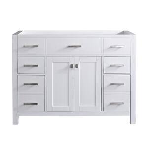 46.80 in. W x 21.45 in. D x 34.71 in. H Bath Vanity Cabinet without Top in white with 4 drawers; with 2 doors;