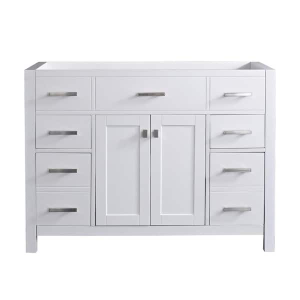 ANTFURN 46.80 in. W x 21.45 in. D x 34.71 in. H Bath Vanity Cabinet without Top in white with 4 drawers; with 2 doors;