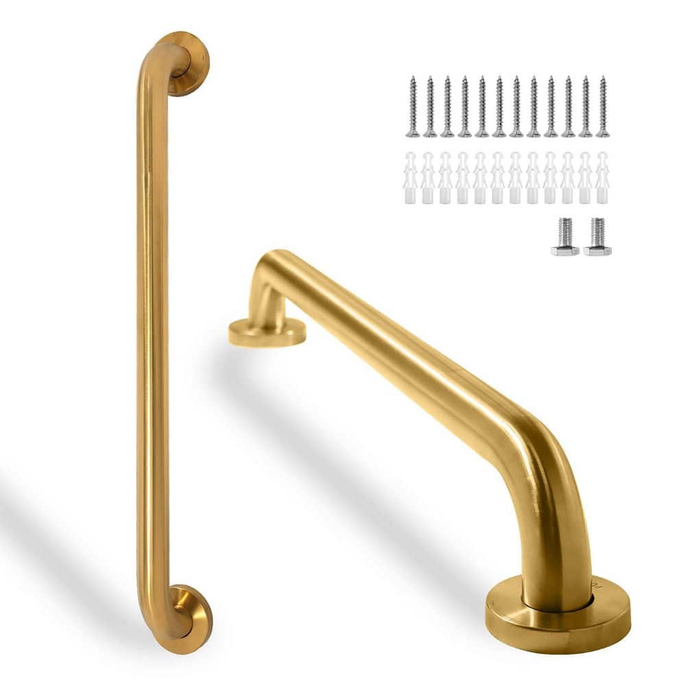 2-Pack 24 in. x 1.25 in. Concealed Screw Wall Mounted Safety Grab Bar in Gold for Bathtubs and Showers price history on PriceWatchPro