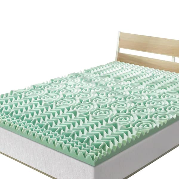 J&V TEXTILES 2 in. 7-Zone Queen Memory Foam Mattress Topper With Calming Aloe Infusion