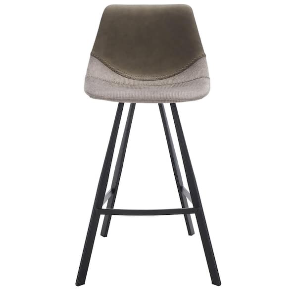 SAFAVIEH Granger 25.5 in. Grey/Black Metal Counter Stool