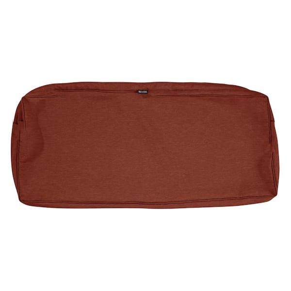 Classic Accessories Montlake Fadesafe 48 in. W x 18 in. D x 3 in. H Rectangular Patio Bench/Settee Cushion Slip Cover in Heather Henna Red