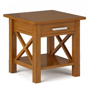 Kitchener Solid wood 21 in. Wide Square Contemporary End Side Table in Light Golden Brown