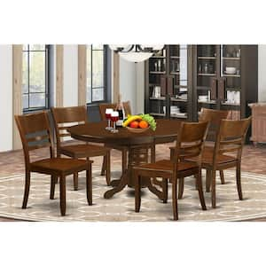 7-Piece Oval Espresso Finish Solid Wood Top Dining Table with 6 Chairs with Lattice Back