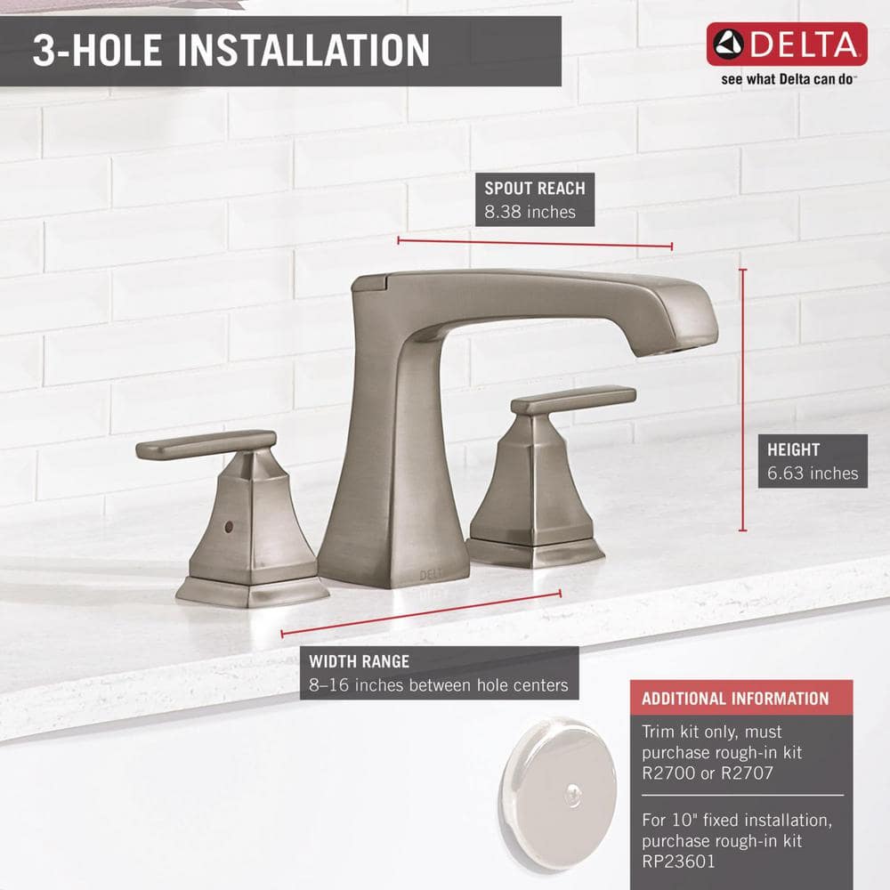 Elegant 16" Stainless Steel Widespread Deck Mounted Faucet